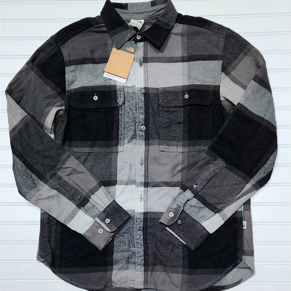 NWT The North Face Men's Arroyo Flannel Shirt: Smoked Pearl Macro Plaid - Picture 1 of 5